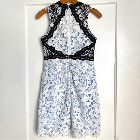 TOPSHOP Lace Mini Dress White Baby Blue size 4 - Picture 7 of 13